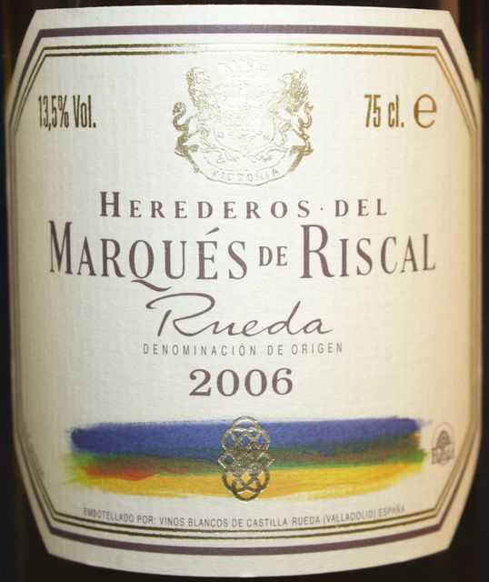 12 BOUTEILLES DE RUEDA HEREDEROS DEL MARQUES DE RISCAL. 2006. CAISSE CARTON.