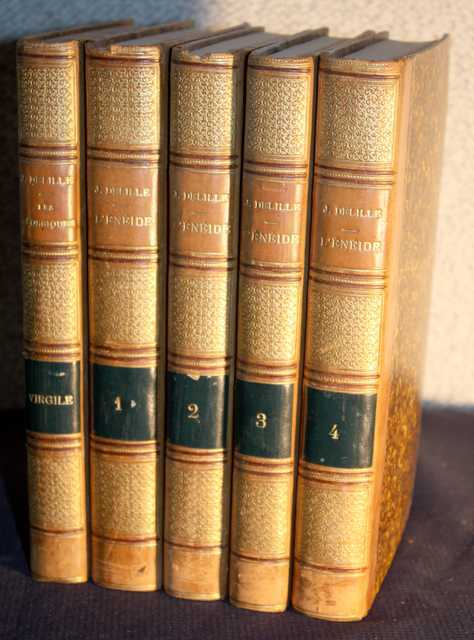 SERIE DE 5 OUVRAGES COMPRENANT : LES TOMES 1, 2, 3, 4,  DE L'ENEIDE PAR JACQUES DELILLE, PARIS, 1813-1814, AINSI QUE LES GEORGIQUES DE VIRGILE, PARIS, 1811,  CHEZ MICHAUD FRERES