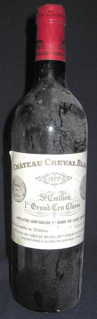 1 BOUTEILLE DE CHATEAU CHEVAL BLANC, 1977, ST EMILION 1ER GRAND CRU CLASSE.