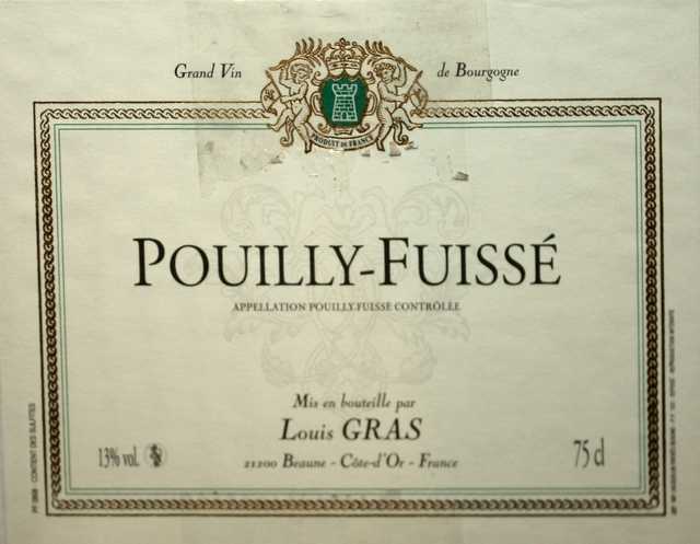 6 BOUTEILLES DE POUILLY FUISSE. DOMAINE LOUIS GRAS 2005.
