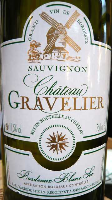6 BOUTEILLES DE CHATEAU GRAVELIER. DOMAINE SAUVIGNON BLANC 2009.