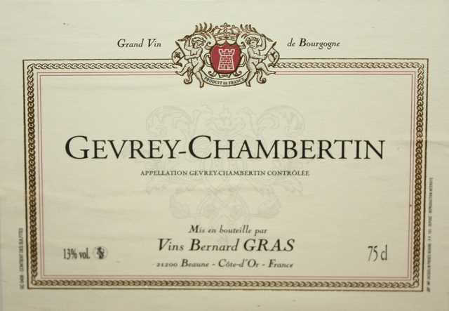 12 BOUTEILLES DE GEVREY CHAMBERTIN 2005. BERNARD GRAS. CAISSE CARTON.