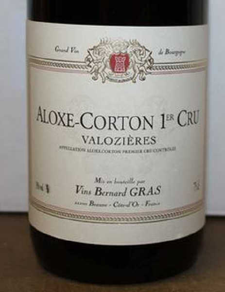 6 BOUTEILLES DE ALOXE CORTON 1ER CRU "LES VALOZIERES" 2005. BERNARD GRAS. CAISSE CARTON.