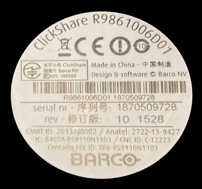 12 UNITES: CONNECTEURS NUMERIQUES USB DE MARQUE BARCO MODELE CLICKSHARE R9861500D01.