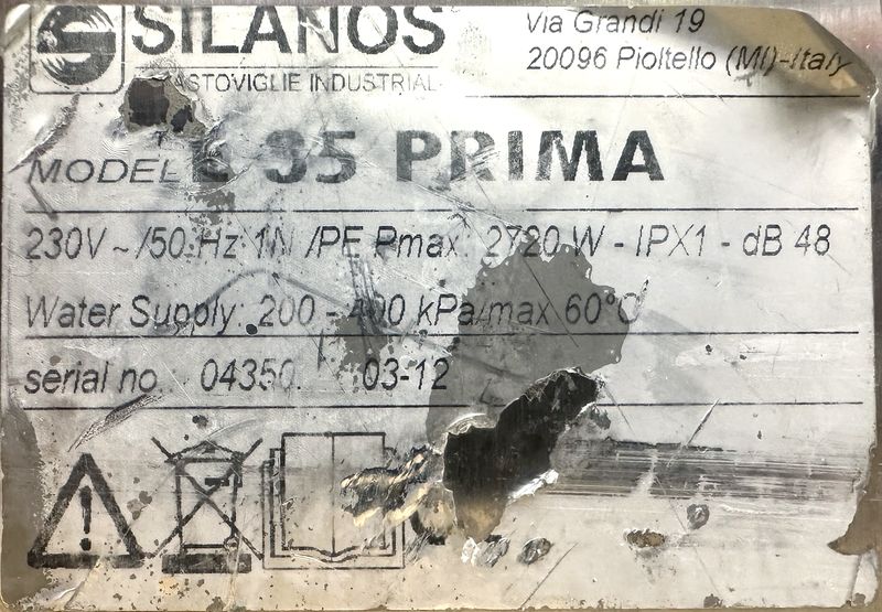 LAVE VERRE OU PETIT LAVE VAISSELLE EN INOX ALIMENTAIRE DE MARQUE SILANOS MODELE 35 PRIMA. 57 X 42 X 49 CM.